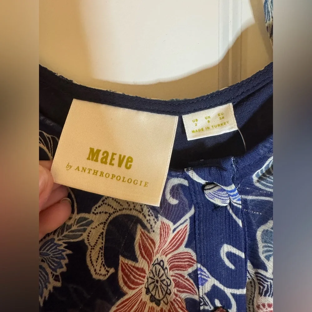 NWT Maeve Anthropologie Mariposa Open-Shoulder Ruffled Top, Size 2 - Picture 4 of 10